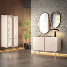 Conjunto Decorativo 1 Cristaleira e 1 Buffet Évora/Benvenuto Off White G26 - HB Móveis