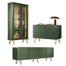 Conjunto Decorativo 1 Cristaleira e 2 Buffets Évora/Saluti/Benvenuto Verde Pistache G26 - HB Móveis