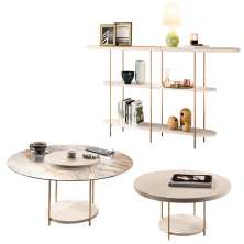 Conjunto Infinity Aparador 2 Mesas Centro Sky MDF/Vidro Off White G26 - Hb Móveis