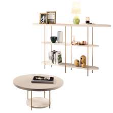 Conjunto Mesa Centro Sky Tampo MDF Aparador Inifnity Pés em Aço Off White G26 - Hb Móveis