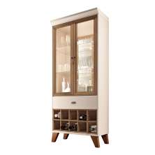Cristaleira Bar e Adega Ópera Decorativa Sala de Estar MDP/MDF Off White/Castanho G26 - HB Móveis