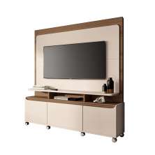 Home Estante Quantum em MDP/MDF 2 Portas para TV até 70 Polegadas Off White/Castanho G26 - Hb Móveis