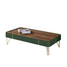 Mesa de Centro Cadenza com Pés em Aço em MDP/MDF Verde Pistache/Castanho G26 - Hb Móveis
