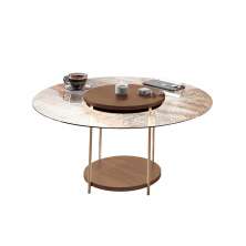 Mesa de Centro Sky Sala de Estar com Tampo em Vidro Pés em Aço Castanho G26 - Hb Móveis