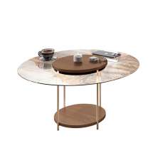 Mesa de Centro Sky com Pés em Aço e Tampo de Vidro Castanho