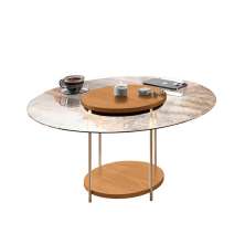 Mesa de Centro Sky com Pés em Aço e Tampo de Vidro Cinamomo