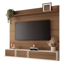 Painel Home Suspenso Max TV até 70" Polegadas com 3 Portas Castanho/Off White