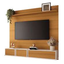 Painel Home Suspenso Max TV até 70" Polegadas com 3 Portas Cinamomo/Off White