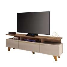 Rack Bancada Essenza Para TV até 70" Polegadas Off White/Castanho