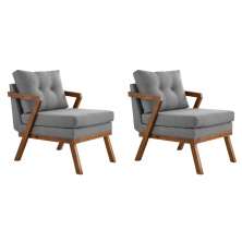 Conjunto com 2 Poltronas Sophia Linho Cinza