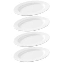 4 Travessas Oval Melamina Rasa 20x14cm Branca Servir Bandeja Haus Concept