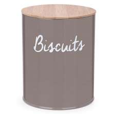 Pote Biscuits Porta Condimentos Lata de Biscoito com Tampa de Bambu Haus Concept Canister Warm Gray