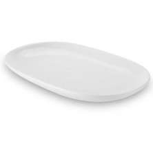 Travessa Oval Melamina 26,2x17cm Rasa Buffet Branca Restaurante Salada Petiscos Aperitivos Bar