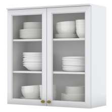 Armario Aereo 2 Portas Vidro MDF 80 cm Americana C366 Branco Henn