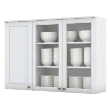 Armario Aereo 3 Portas Vidro MDF 120 cm Americana C363 Branco Henn