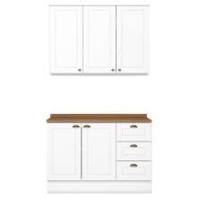 Armario Aereo E Balcao 120cm CE169 Americana Branco Nature Henn
