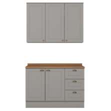 Armario Aereo E Balcao 120cm CE169 Americana Cinza Nature Henn