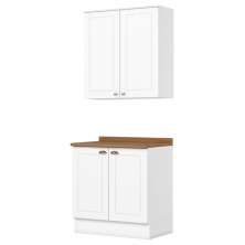Armario Aereo E Balcao 80cm Americana Branco Nature Henn