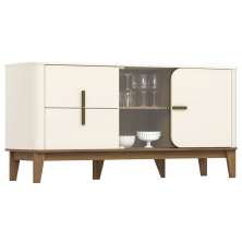Balcao Buffet 2P 2G 165 cm Rael Off White Nature Henn