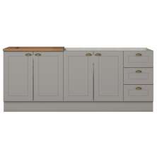 Balcao Pia 120cm Balcao Cooktop 80cm Americana Cinza Nature Henn