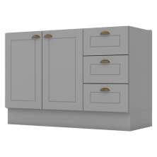 Balcao Pia 2 Portas 3 Gavetas 120 cm C353 Americana Cinza Henn