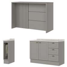 Bancada E Balcao Gourmet 146 cm CE817 Americana Cinza Calcare Henn