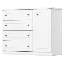 Comoda 1 Porta 4 Gavetas 126 cm Americana Branco Henn