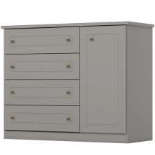 Comoda 1 Porta 4 Gavetas 126 cm Americana Cinza Henn