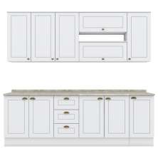 Cozinha Modulada 10 Pecas 240 cm CE792 Americana Branco Calcare Henn