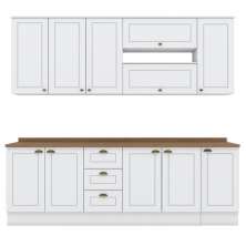 Cozinha Modulada 10 Pecas 240 cm CE792 Americana Branco Nature Henn