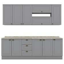 Cozinha Modulada 10 Pecas 240 cm CE792 Americana Cinza Calcare Henn