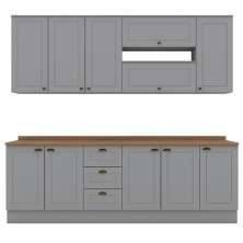 Cozinha Modulada 10 Pecas 240 cm CE792 Americana Cinza Nature Henn