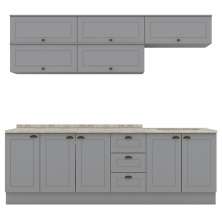 Cozinha Modulada 11 Pecas 240 cm CE381 Americana Cinza Calcare Henn