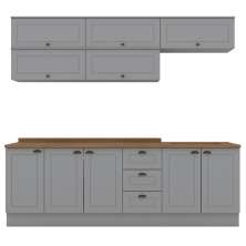 Cozinha Modulada 11 Pecas 240cm CE381 Americana Cinza Nature Henn