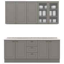 Cozinha Modulada 200 cm CE854 Americana Cinza Calcare Henn