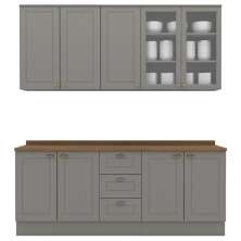 Cozinha Modulada 200 cm CE854 Americana Cinza Nature Henn