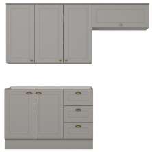Cozinha Modulada 3P Balcao Sem Tampo 200 cm Americana Cinza Henn