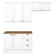 Cozinha Modulada 4P Balcao Tampo 200cm Americana Branco Nature Henn