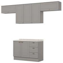 Cozinha Modulada 5 Pecas 280 cm Americana Cinza Calcare Henn