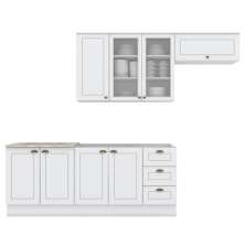 Cozinha Modulada 5 Pecas 280 cm CE379 Americana Branco Calcare Henn