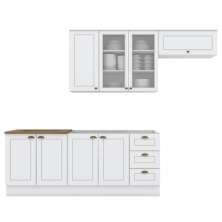 Cozinha Modulada 5 Pecas 280 cm CE379 Americana Branco Nature Henn