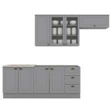 Cozinha Modulada 5 Pecas 280 cm CE379 Americana Cinza Calcare Henn