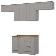 Cozinha Modulada 5 Pecas 280cm Americana Cinza Nature Henn