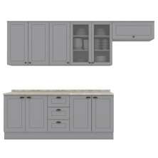 Cozinha Modulada 7 Pecas 280 cm CE791 Americana Cinza Calcare Henn