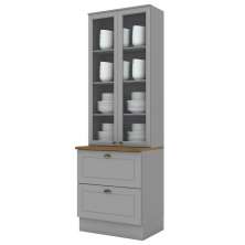 Cristaleira 2 Portas 2 Gav 72 cm C357 Americana Cinza Nature Henn