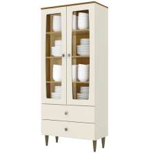 Cristaleira 2 Portas 2 Gavetas Liz Off White Nature Henn