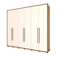 Guarda-Roupa Casal Belmon 6 Portas 6 Gavetas Nature e Off White