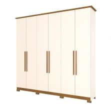 Guarda-Roupa Casal Colin 6 Portas 3 Gavetas Off White e Nature