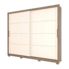 Guarda-Roupa Casal Parma 2 Portas 4 Gavetas Rústico e Off White