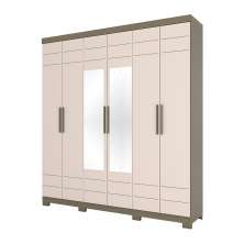 Guarda-Roupa Casal com Espelho Kurt 6 Portas 3 Gavetas Duna e Cristal